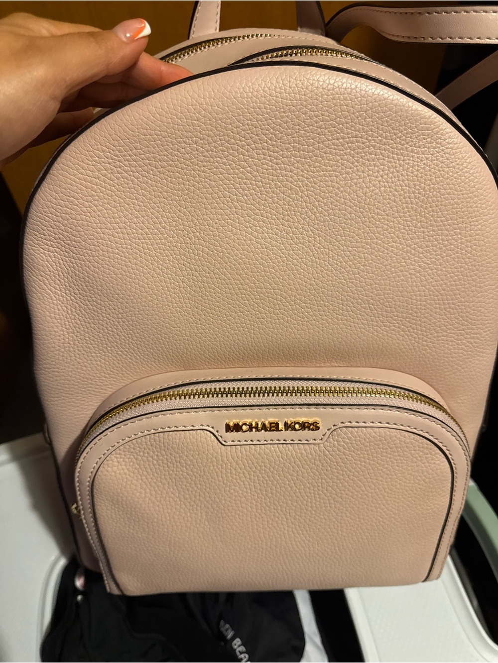 Michael Kors Jaycee Blush Pink Leather Mini Backpack with Gold Hardware